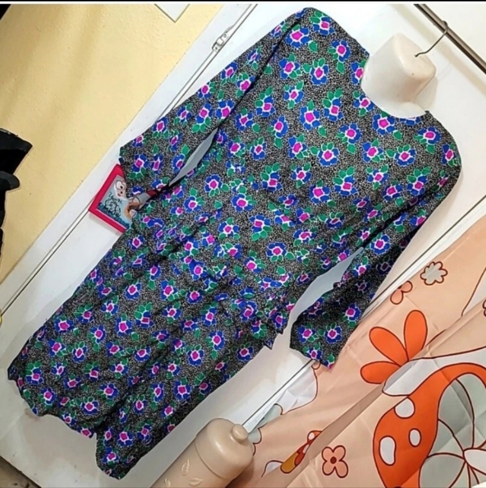 Silk Studio Floral Patterned Dress Mukticolored Modest Vintage Ruffled